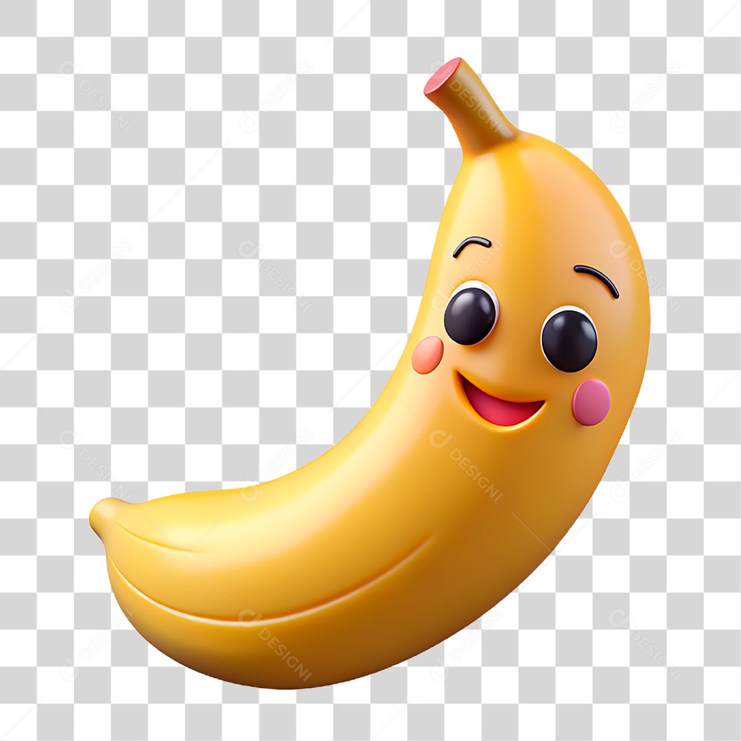 Mascote 3D Banana PNG Transparente