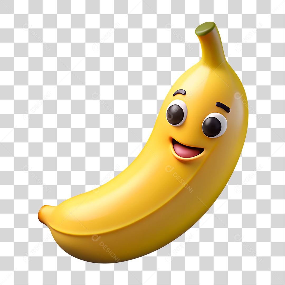 Mascote 3D Banana PNG Transparente