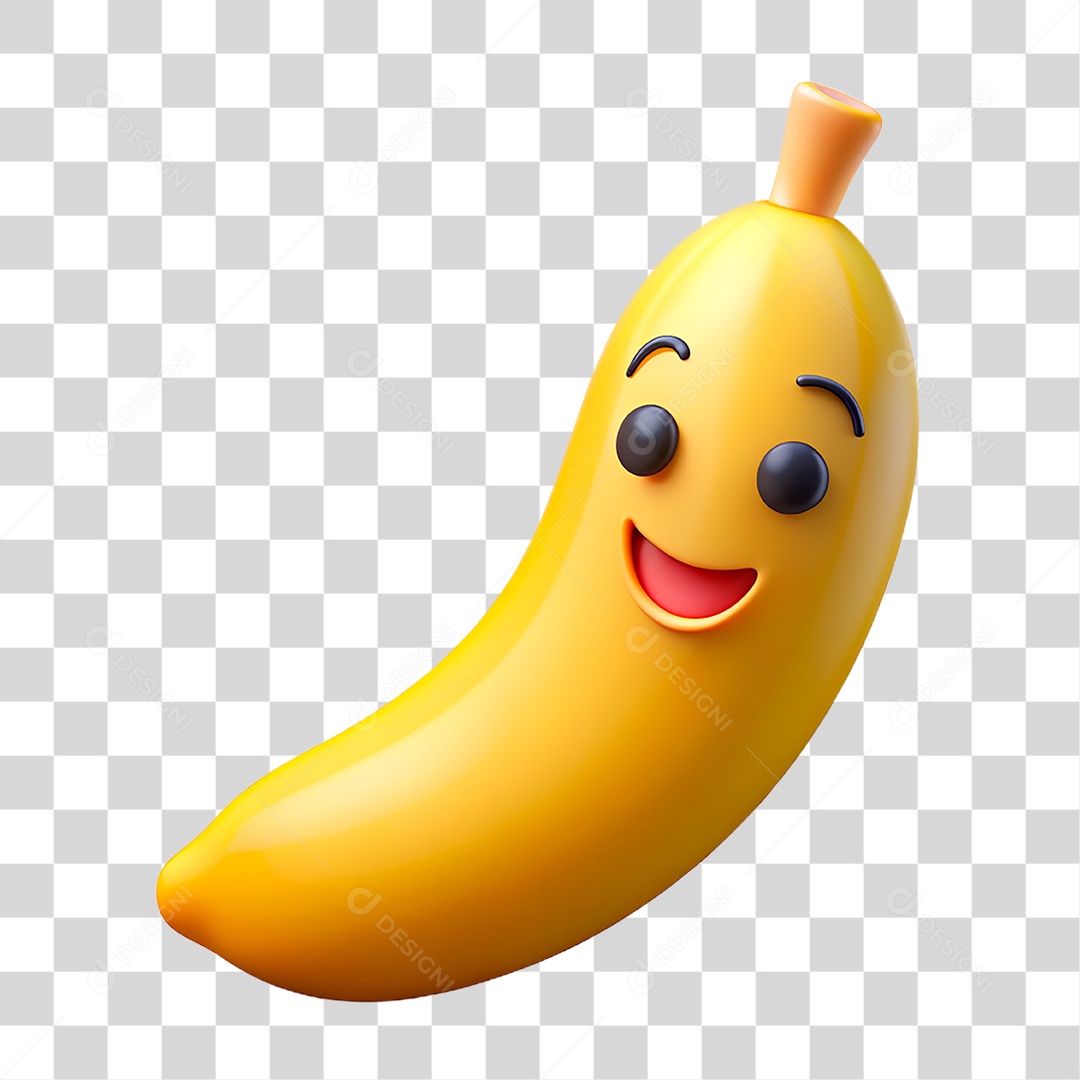 Mascote 3D Banana PNG Transparente