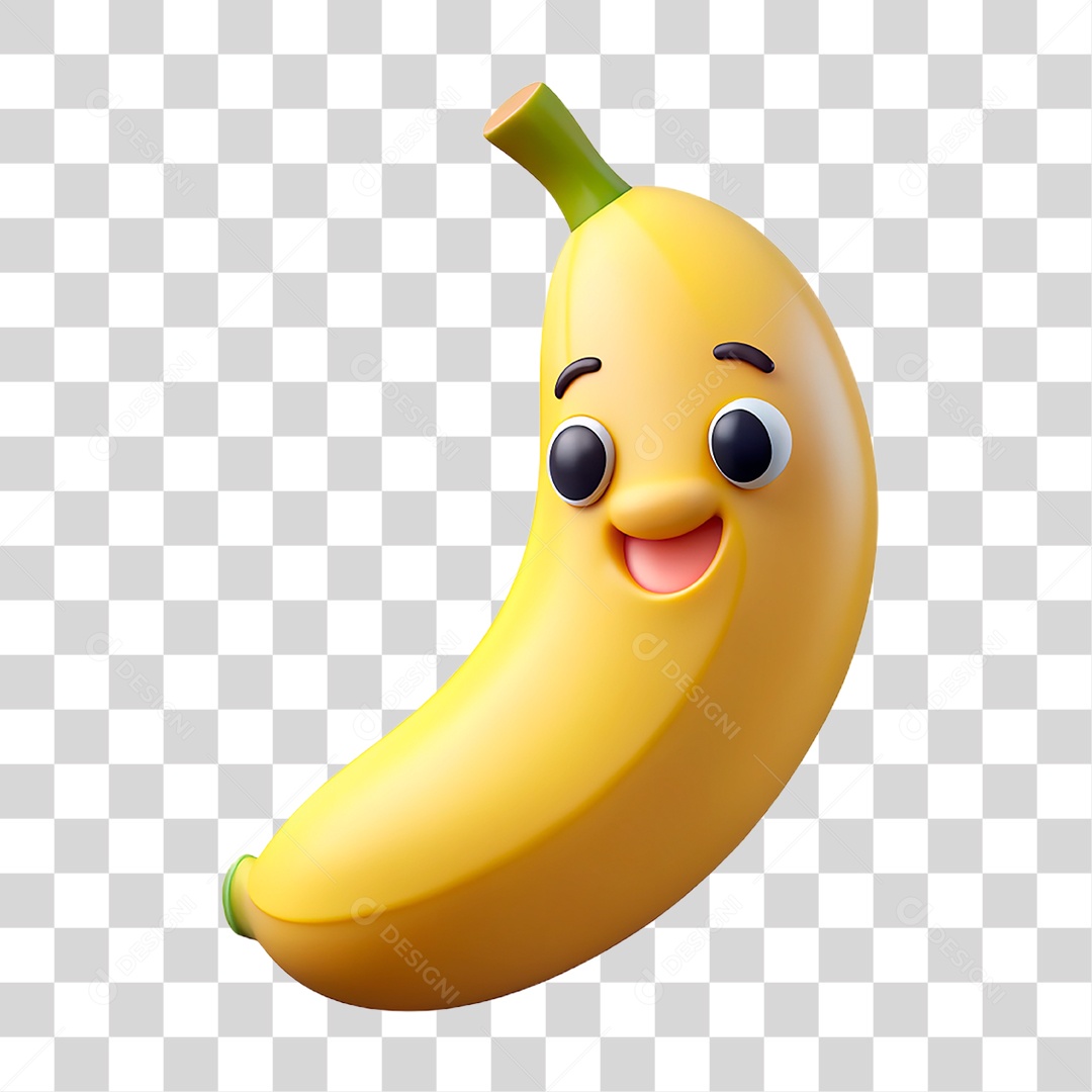 Mascote 3D Banana PNG Transparente
