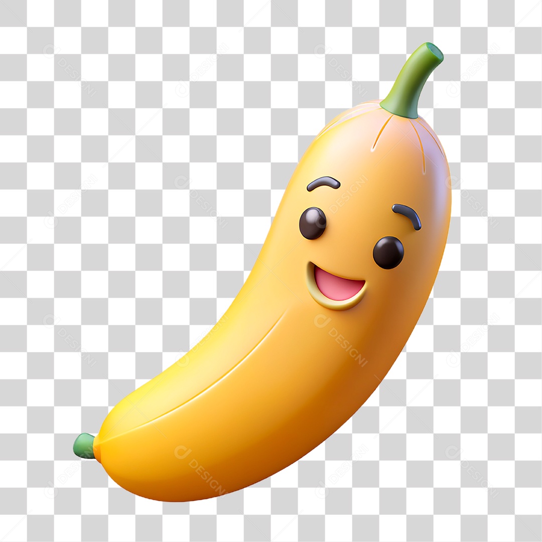 Mascote 3D Banana PNG Transparente