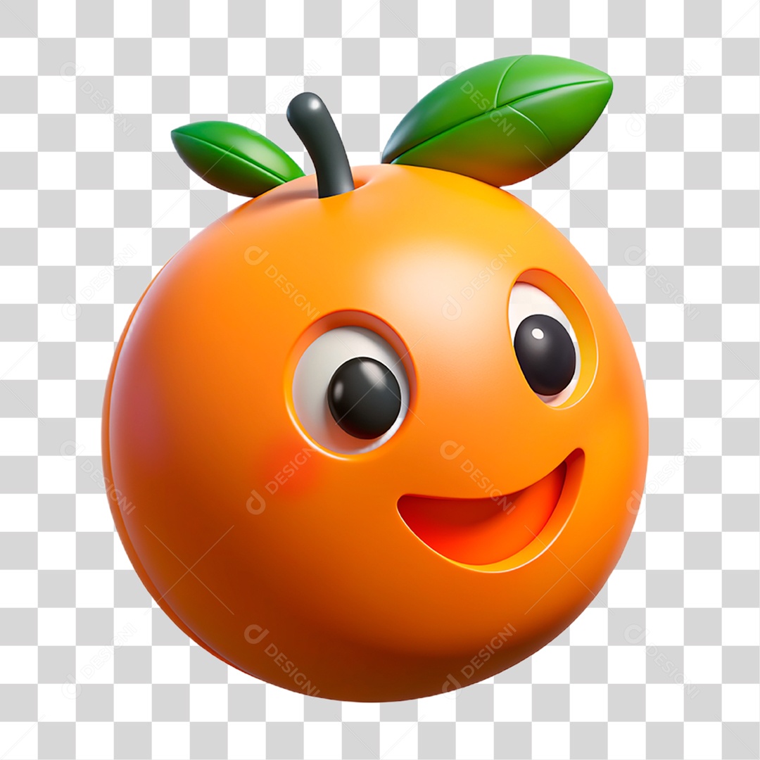 Mascote 3D Laranja PNG Transparente