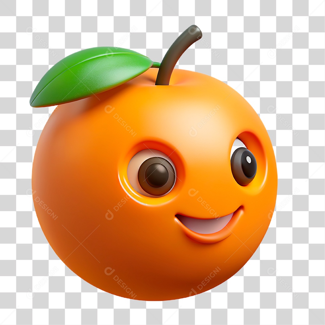Mascote 3D Laranja PNG Transparente