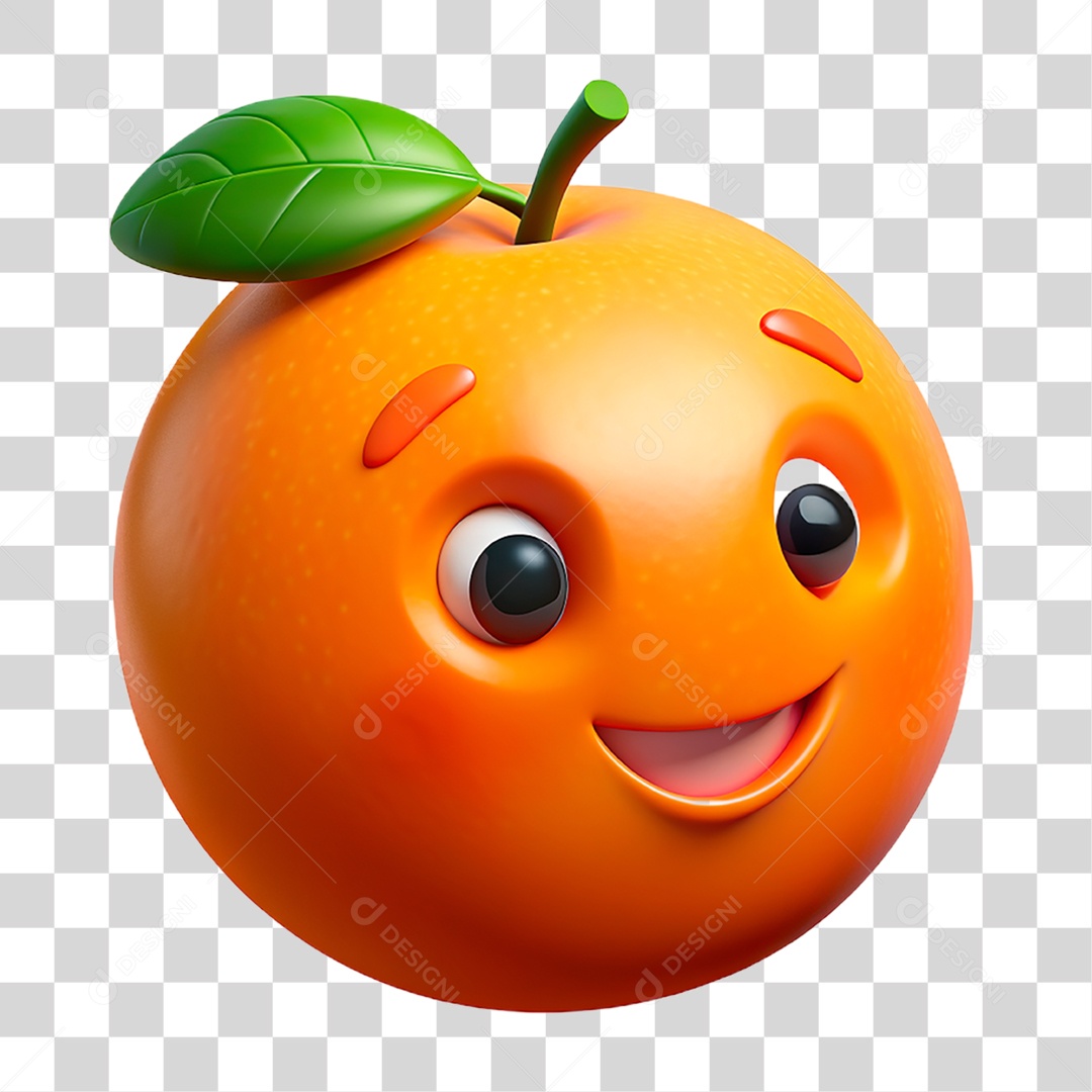 Mascote 3D Laranja PNG Transparente