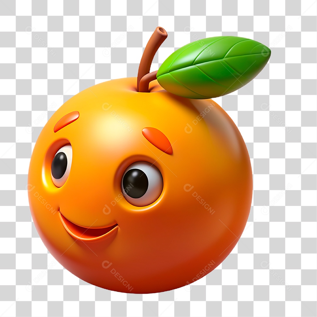 Mascote 3D Laranja PNG Transparente