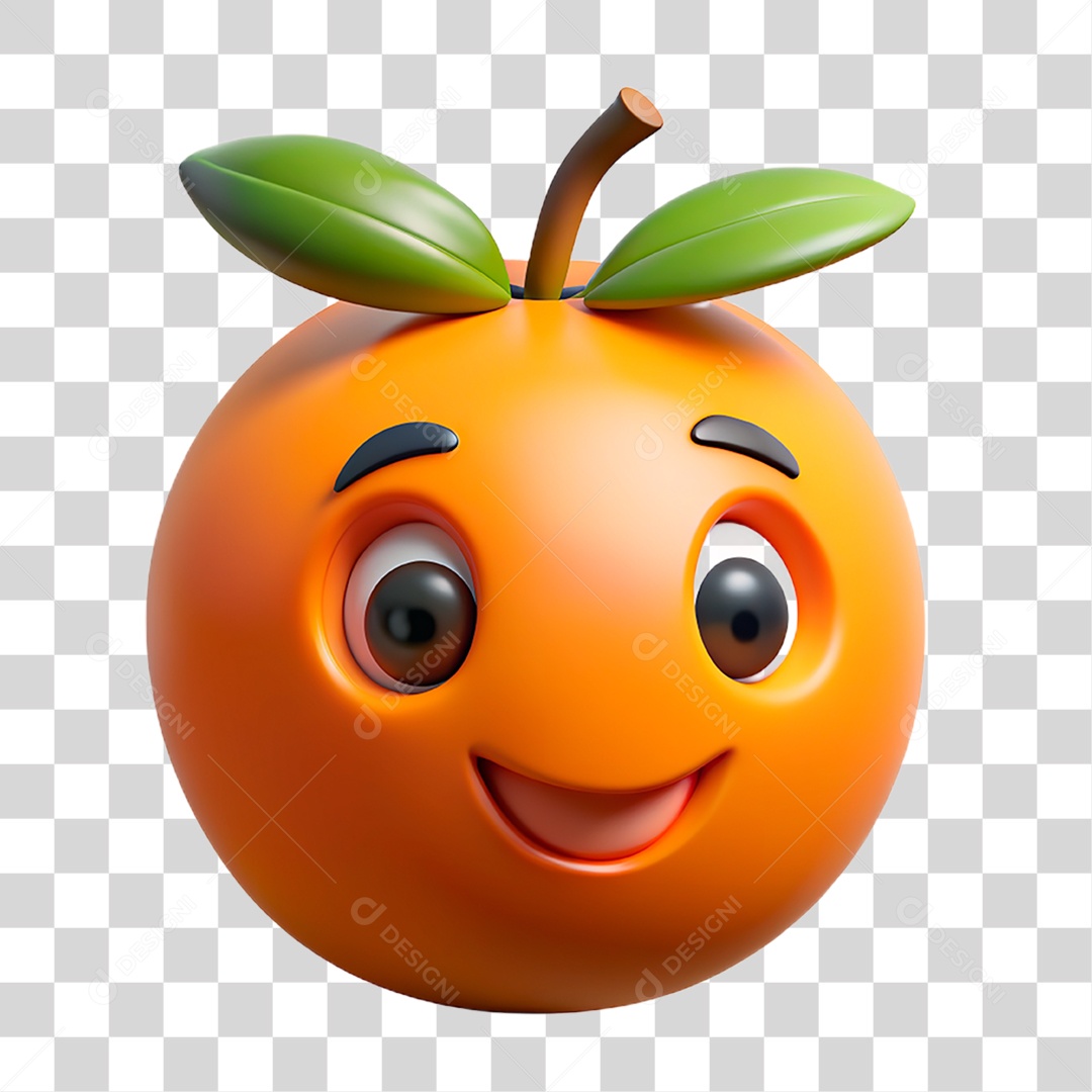 Mascote 3D Laranja PNG Transparente