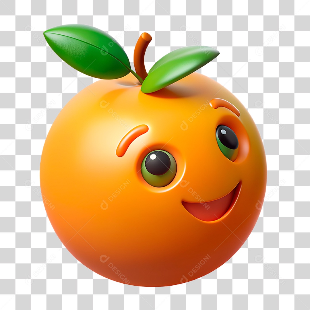 Mascote 3D Laranja PNG Transparente