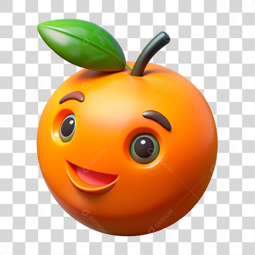 Mascote 3D Laranja PNG Transparente