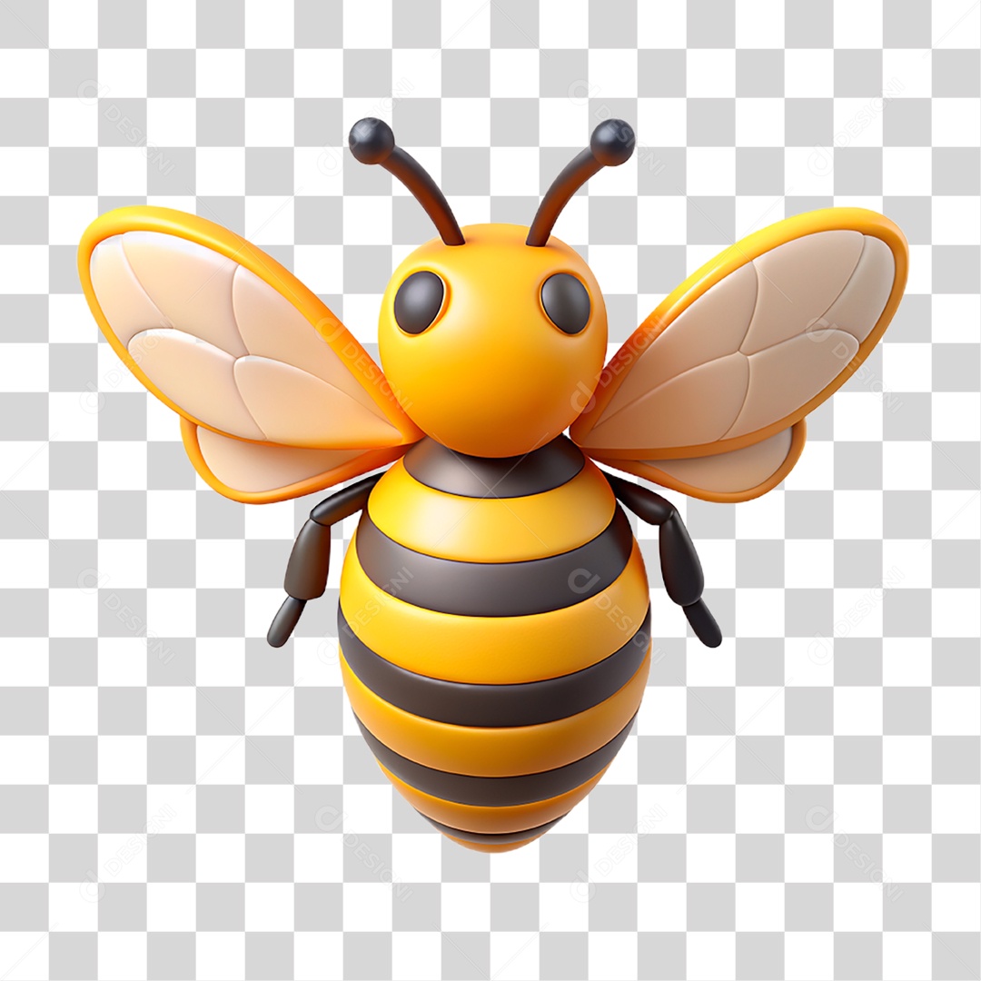 Mascote 3D Abelha PNG Transparente