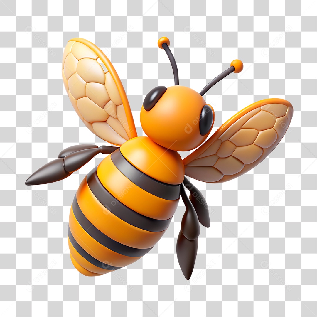 Mascote 3D Abelha PNG Transparente
