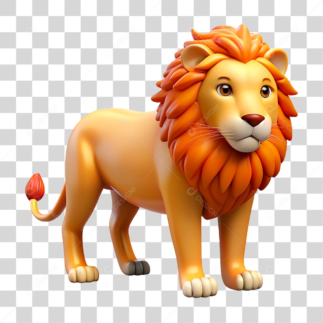 Mascote 3D Leão PNG Transparente