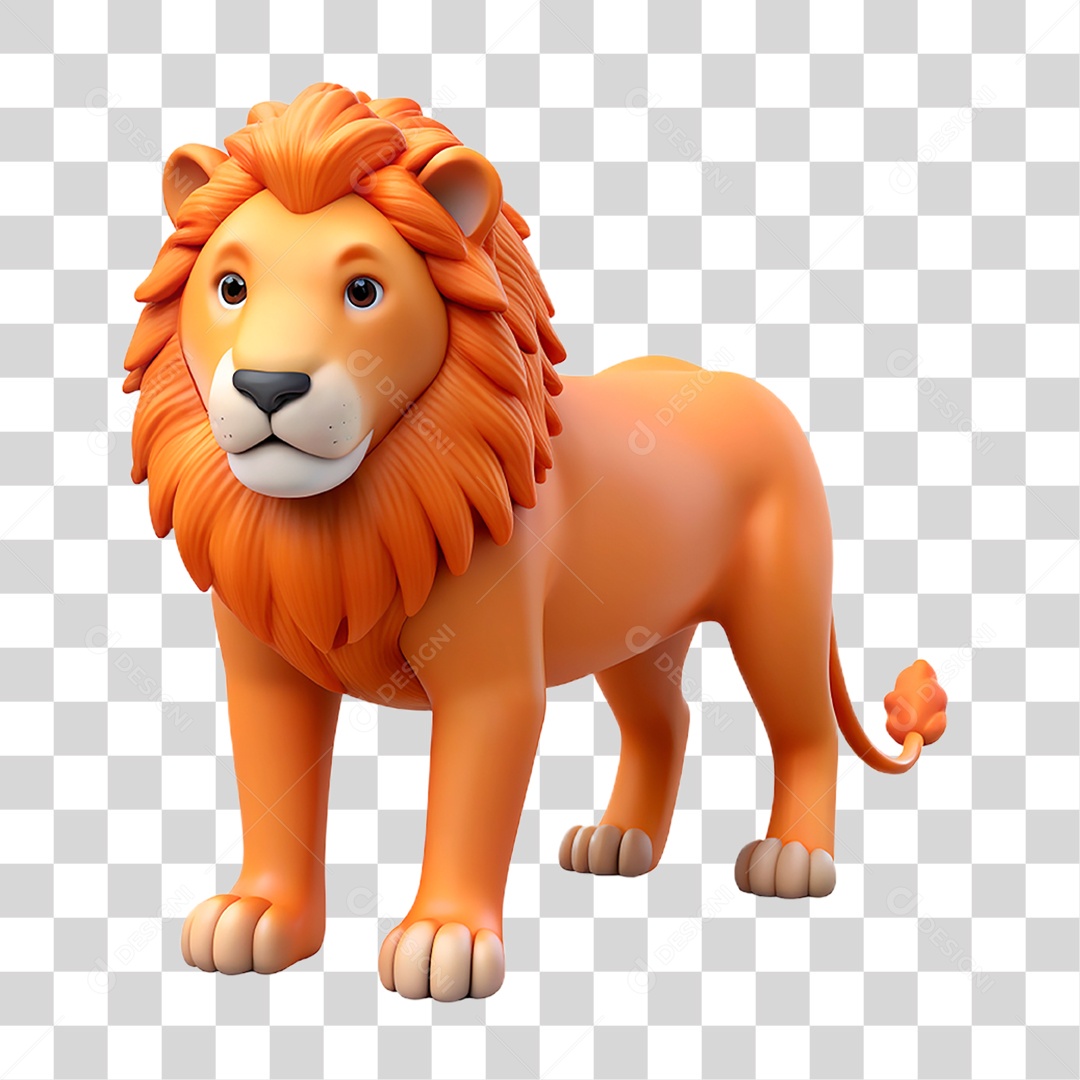 Mascote 3D Leão PNG Transparente