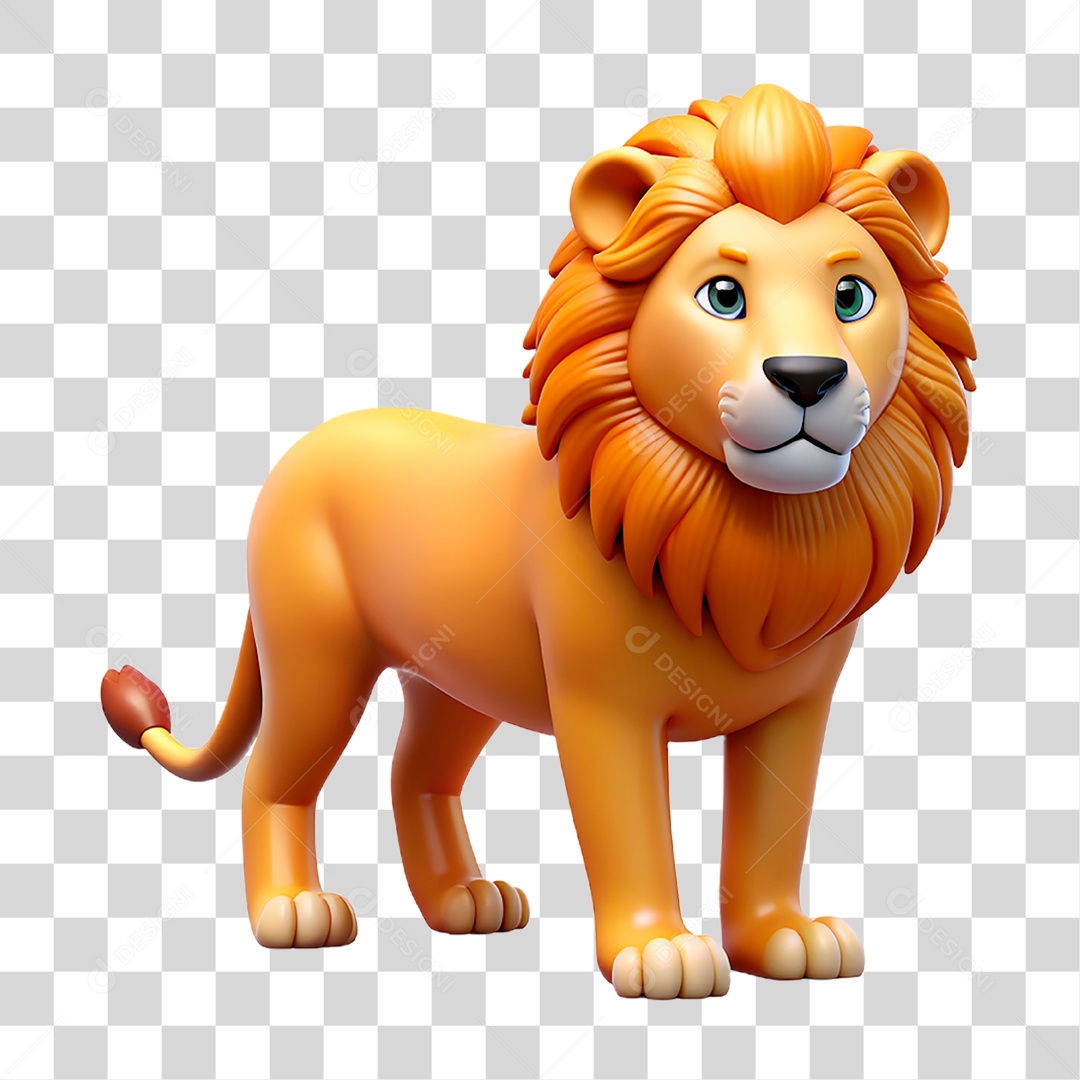 Mascote 3D Leão PNG Transparente