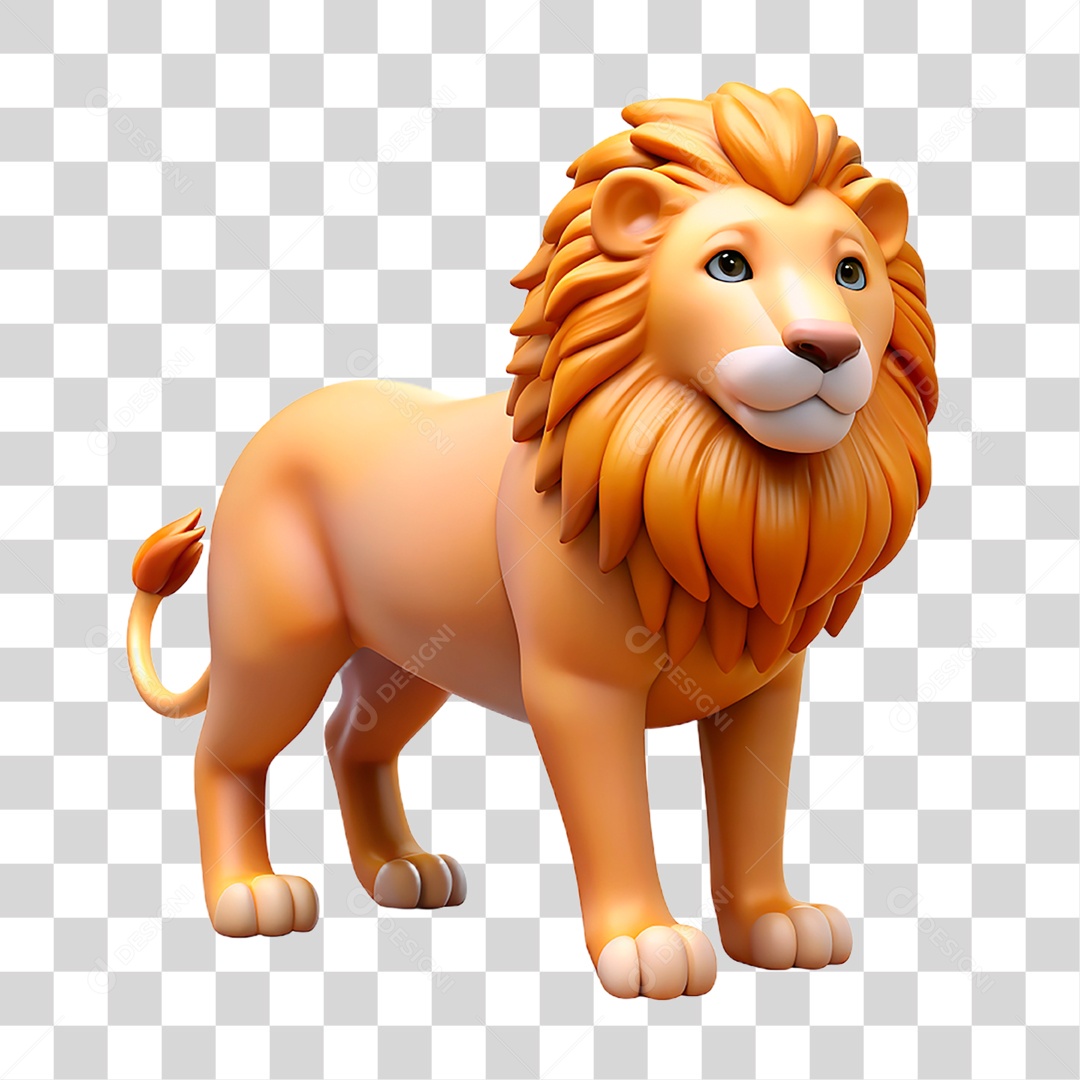 Mascote 3D Leão PNG Transparente