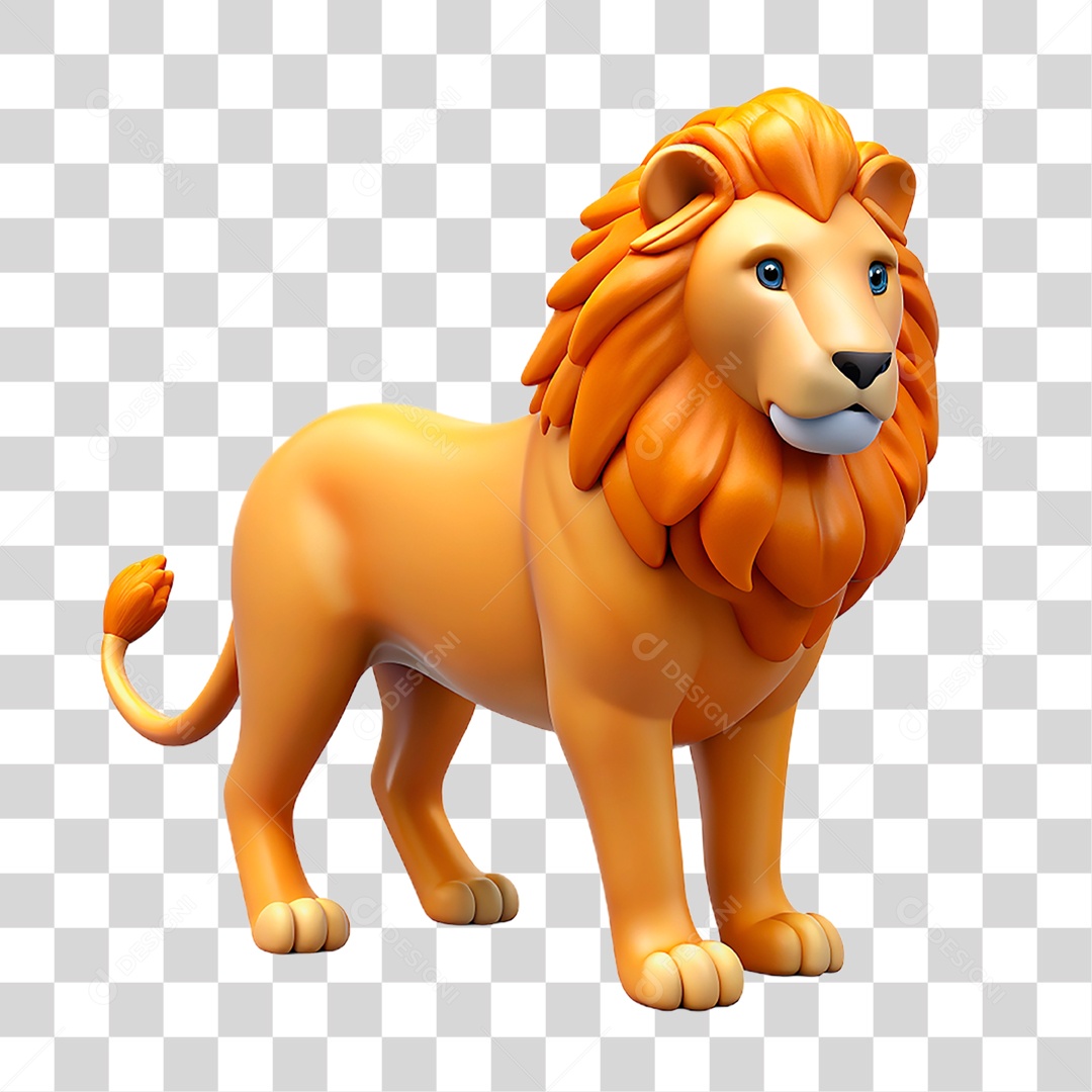 Mascote 3D Leão PNG Transparente