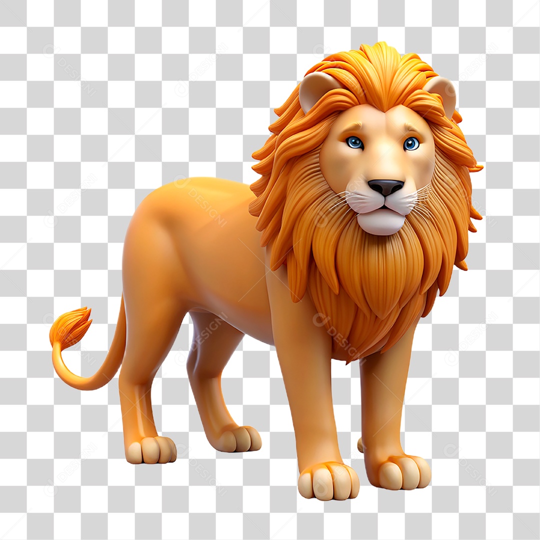 Mascote 3D Leão PNG Transparente