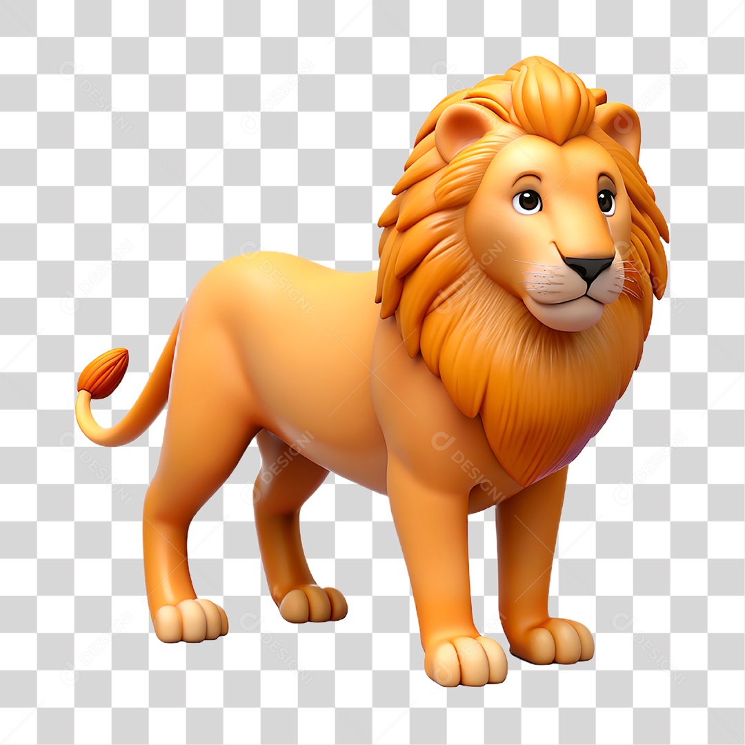 Mascote 3D Leão PNG Transparente