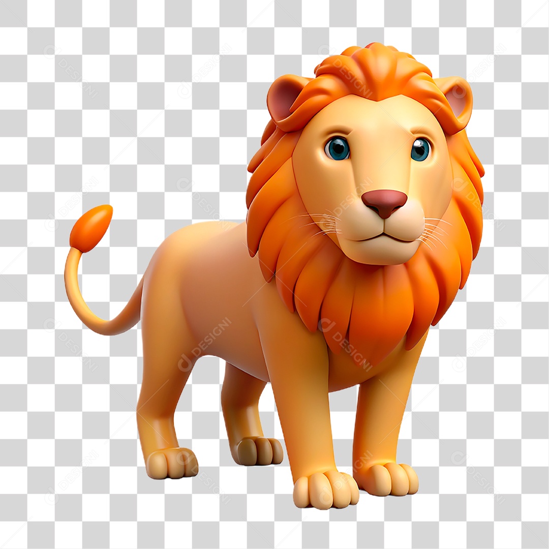 Mascote 3D Leão PNG Transparente