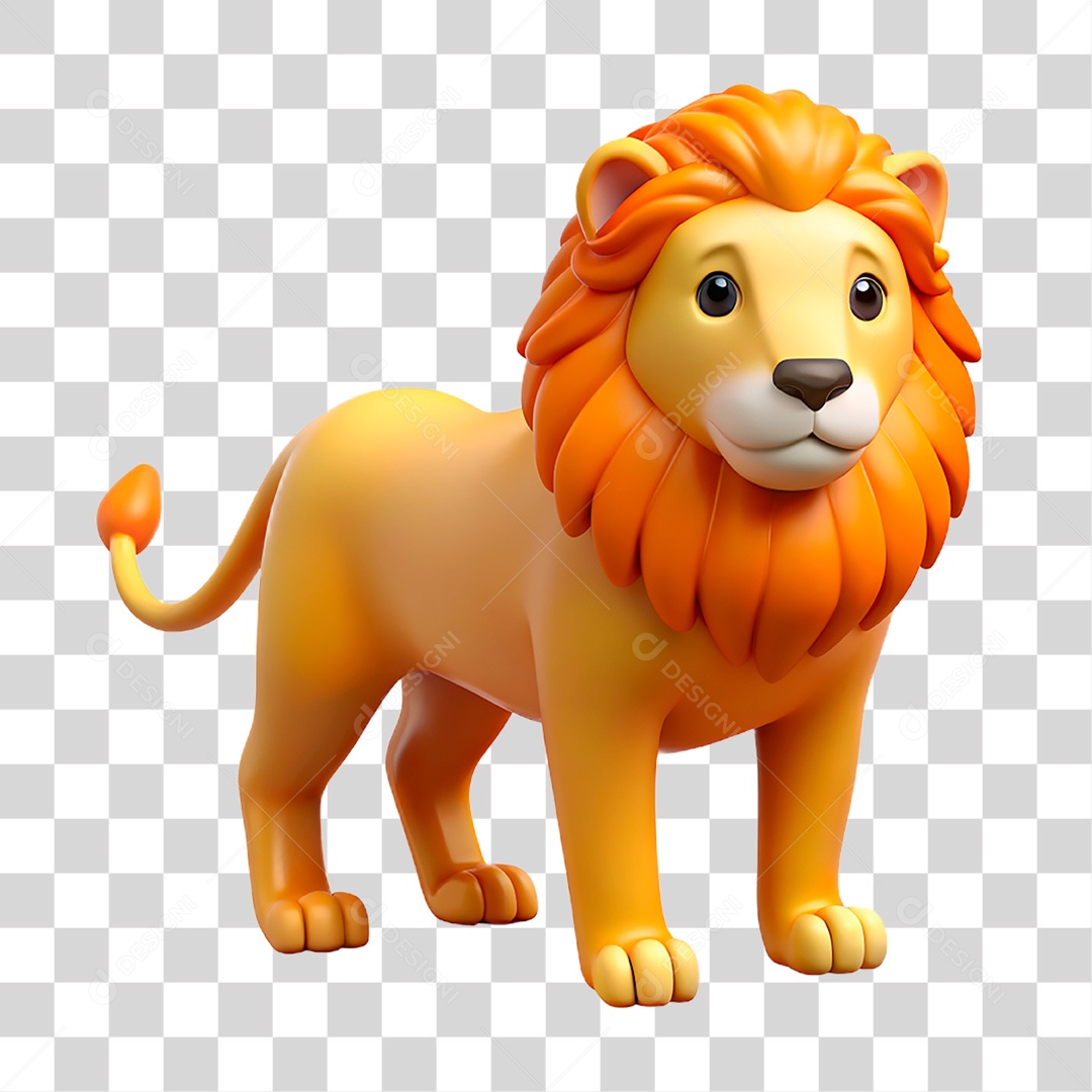 Mascote 3D Leão PNG Transparente