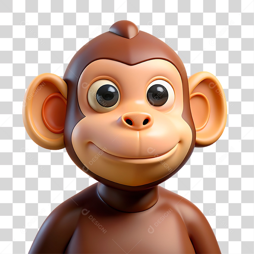 Mascote 3D Macaco PNG Transparente