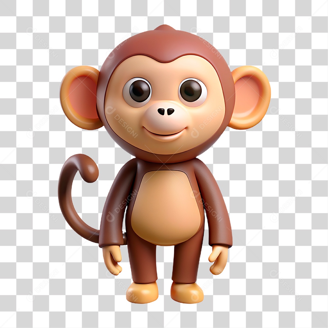 Mascote 3D Macaco PNG Transparente