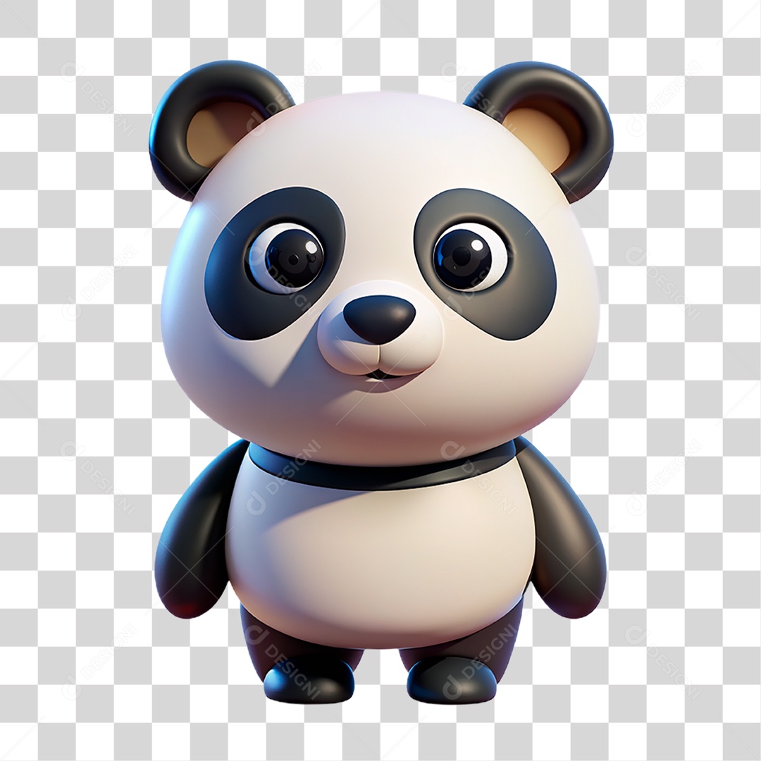 Mascote 3D Urso Panda PNG Transparente