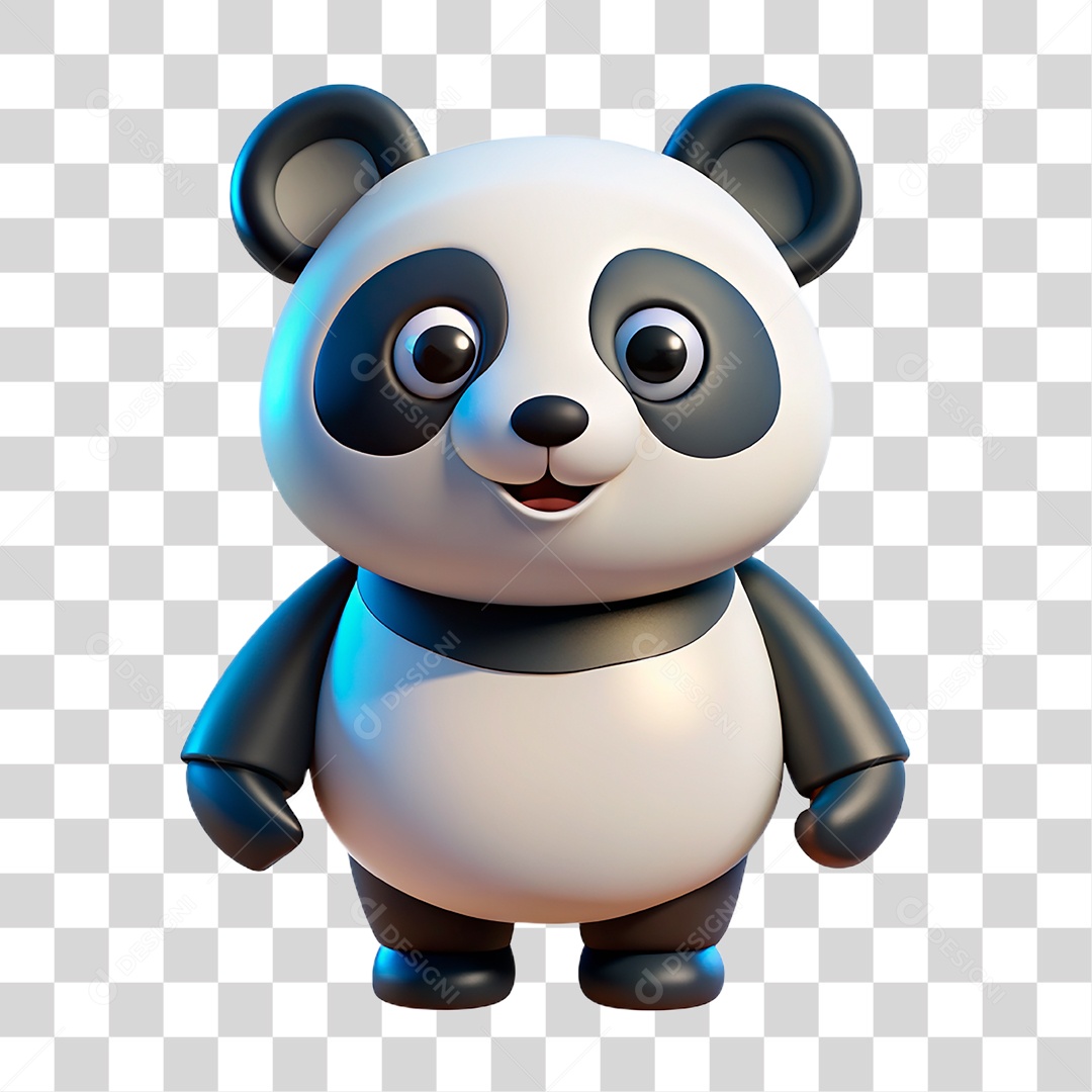 Mascote 3D Urso Panda PNG Transparente