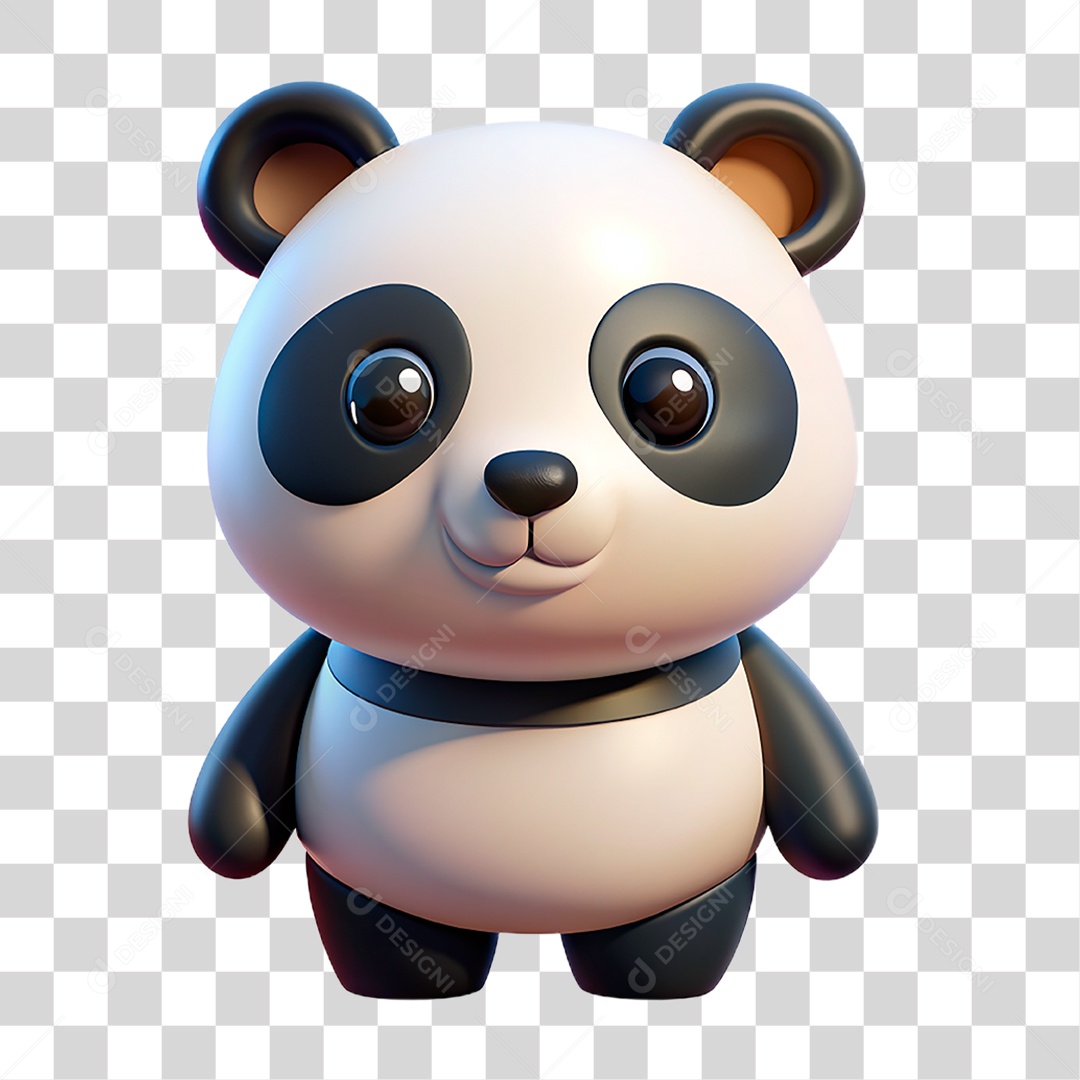 Mascote 3D Urso Panda PNG Transparente