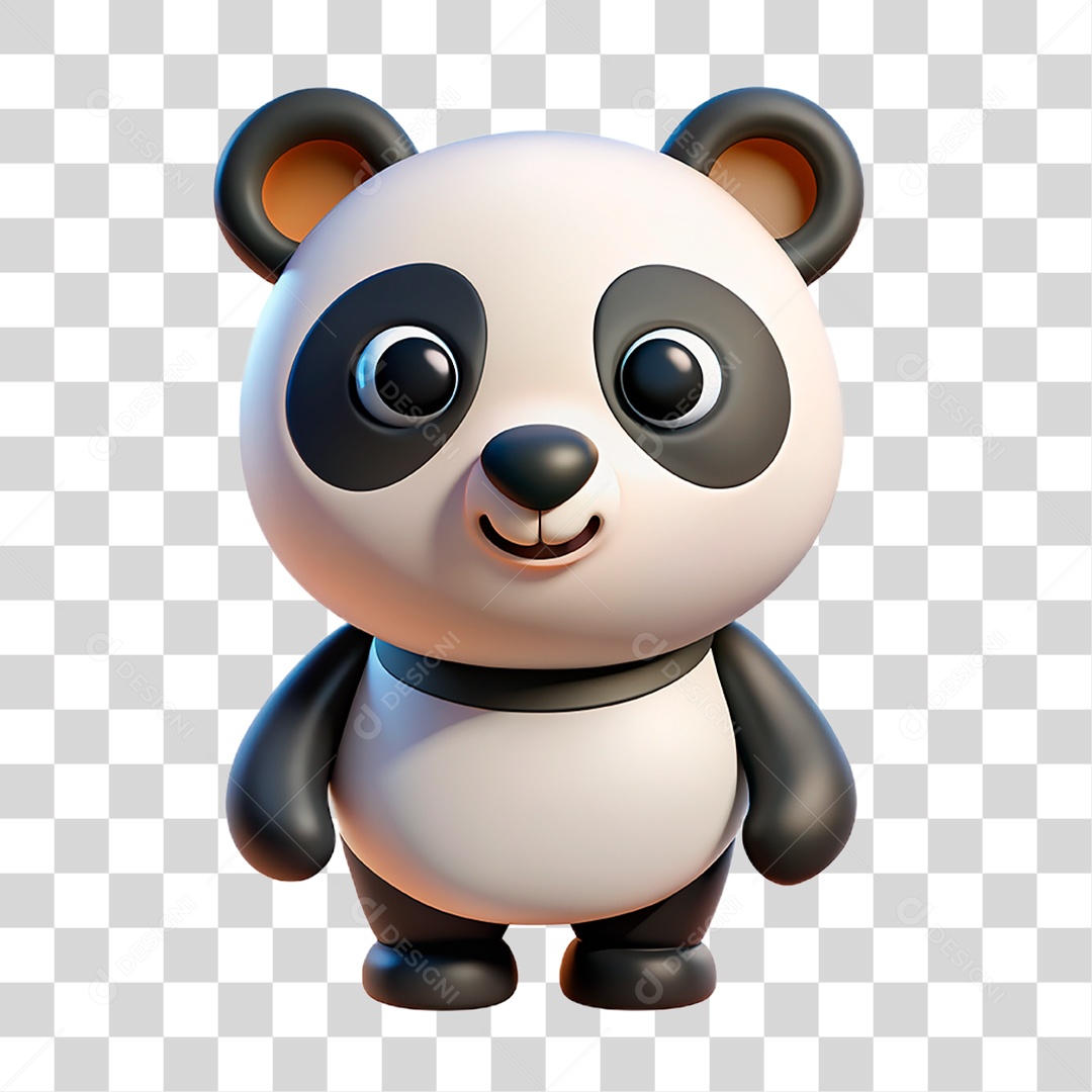 Mascote 3D Urso Panda PNG Transparente