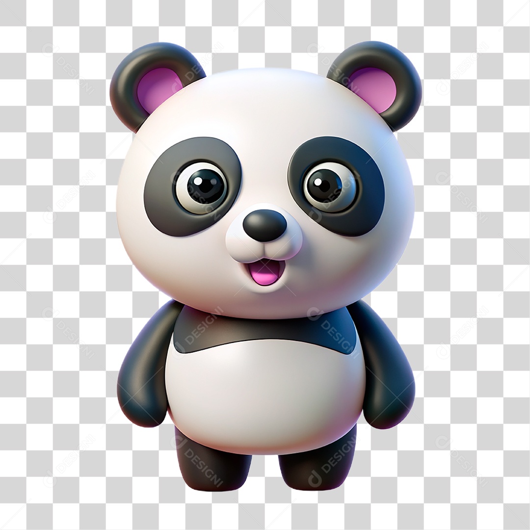 Mascote 3D Urso Panda PNG Transparente