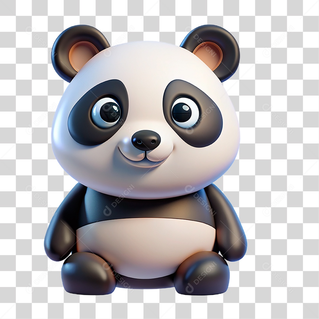 Mascote 3D Urso Panda PNG Transparente