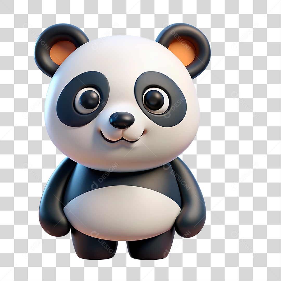 Mascote 3D Urso Panda PNG Transparente
