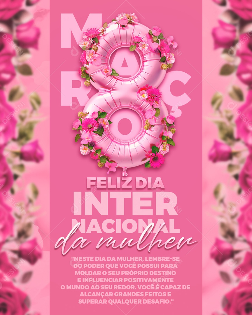 Dia Internacional das Mulheres 8 de Março Lembre-se do Poder que Você Possui Social Media PSD Editável