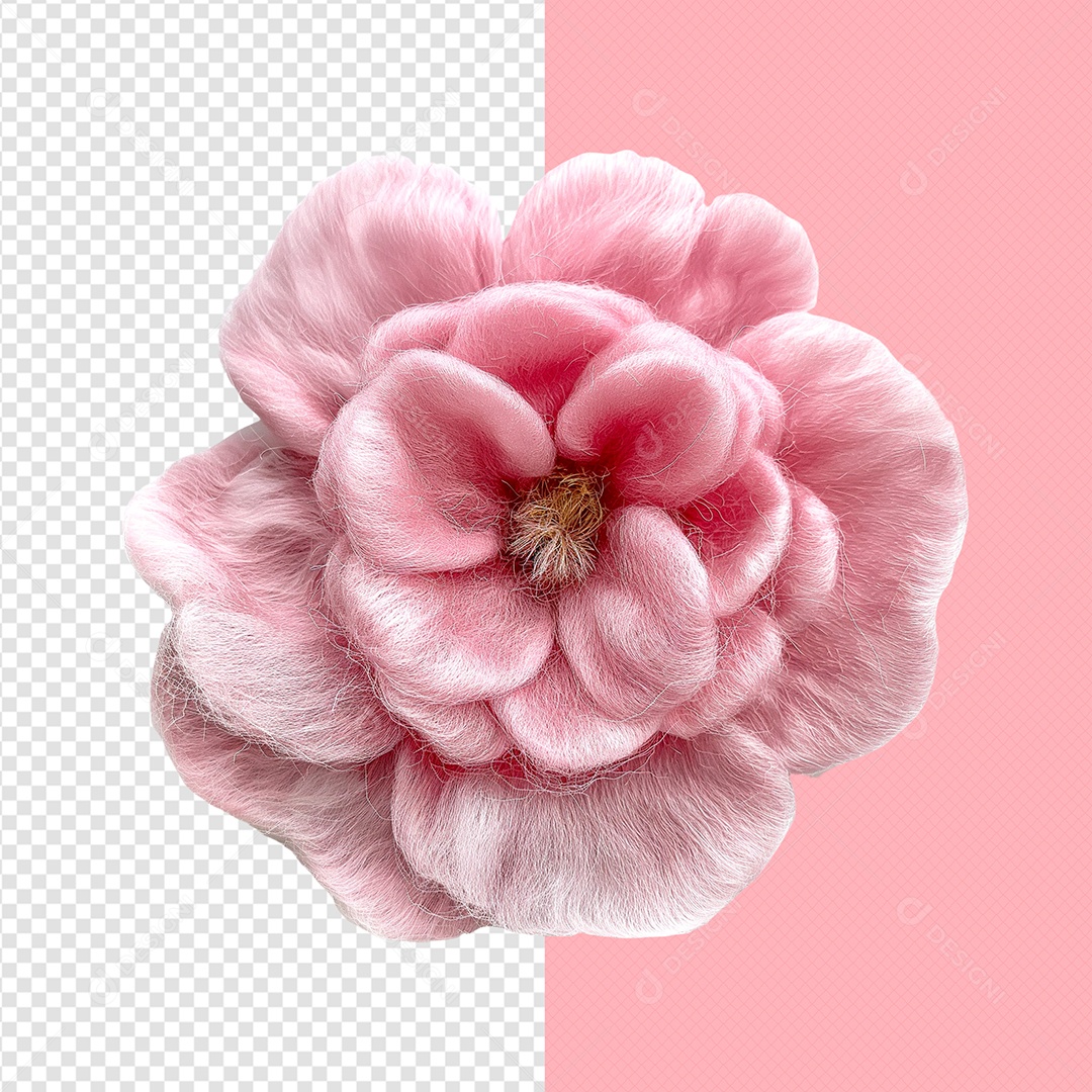 Flor Rosa Elemento 3D para Composição PSD