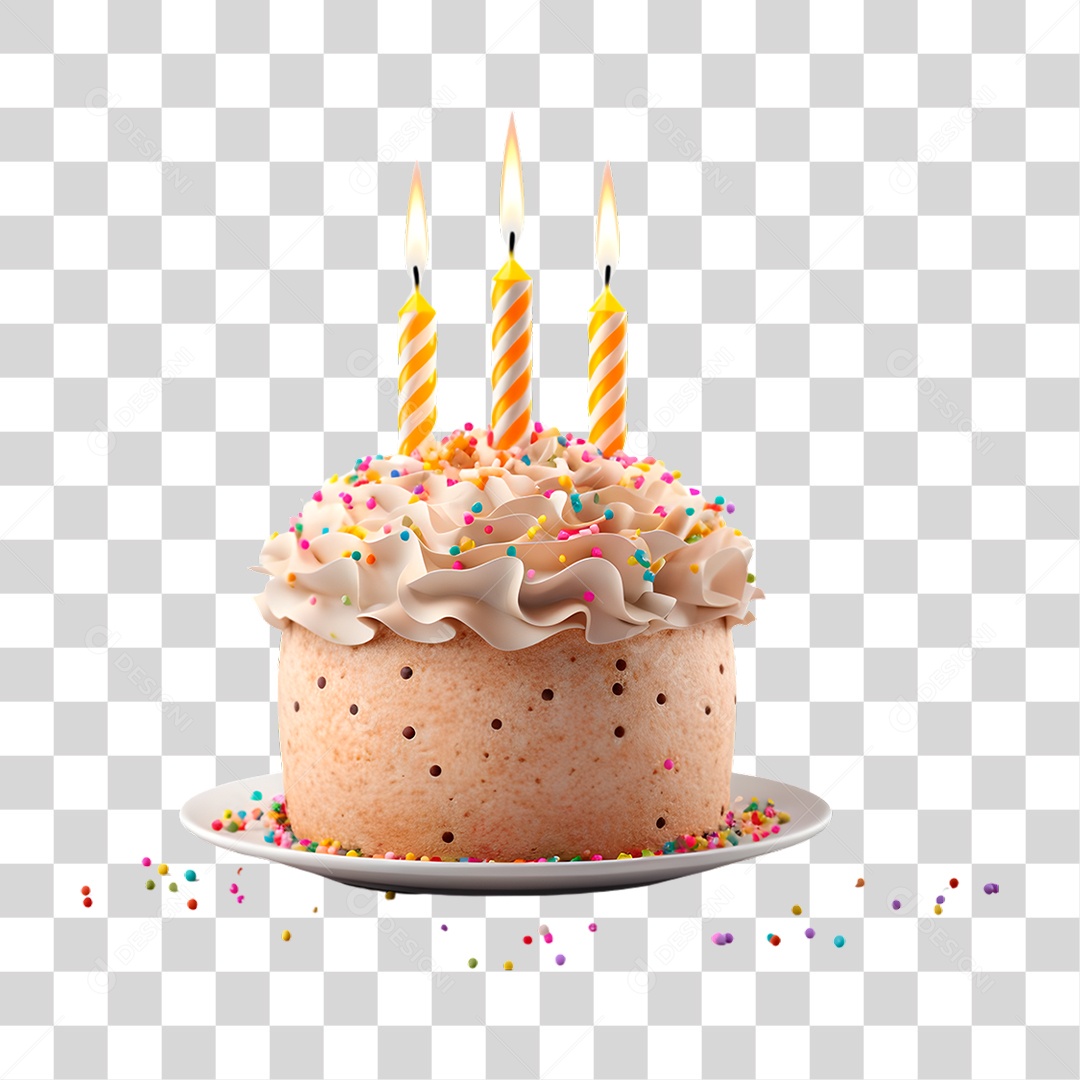 Bolo de Aniversário PNG Transparente