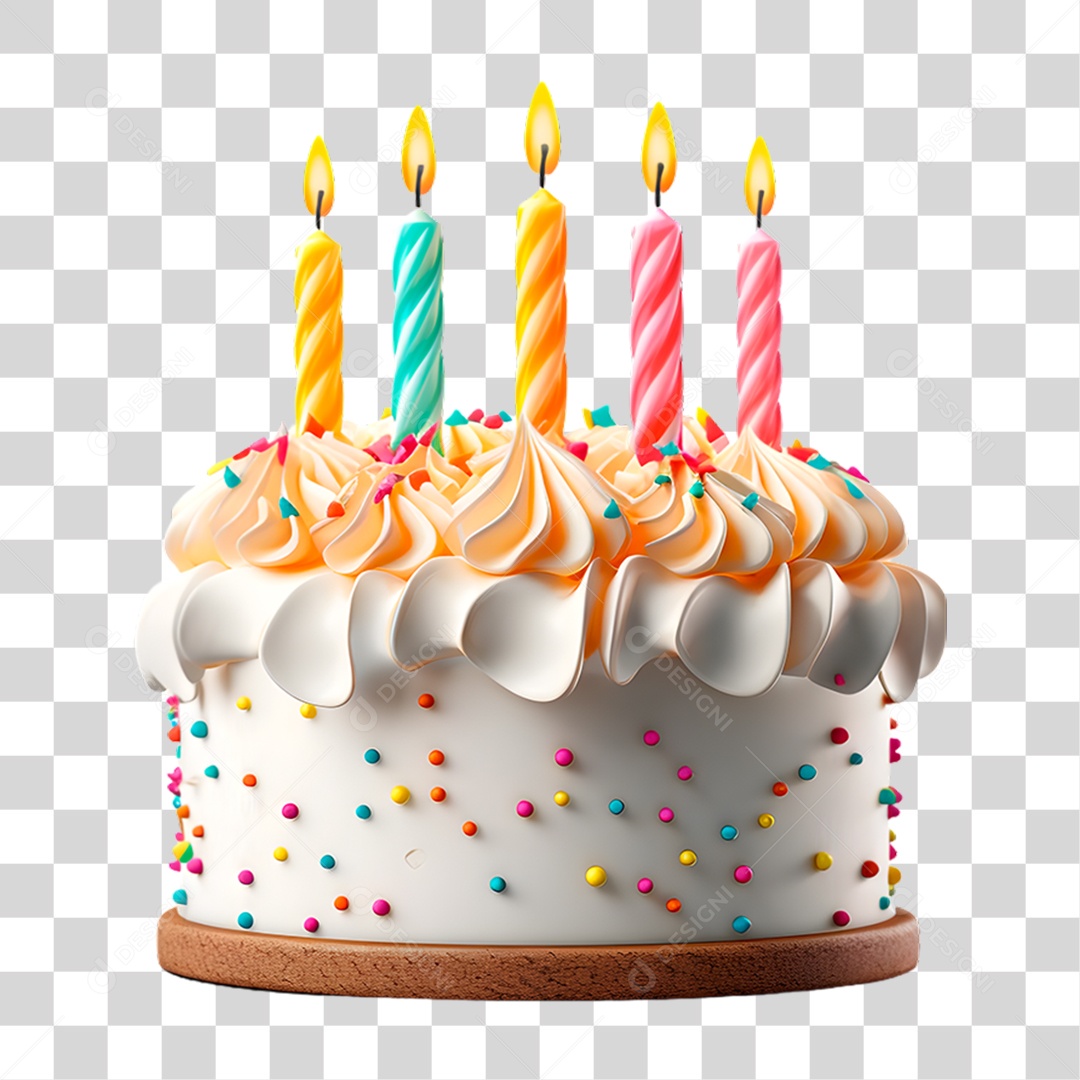 Bolo de Aniversário PNG Transparente