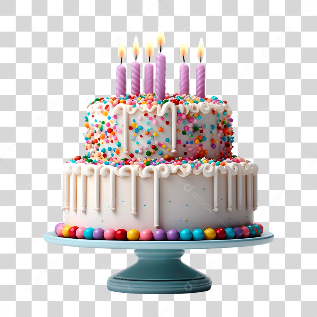 Bolo de Aniversário PNG Transparente