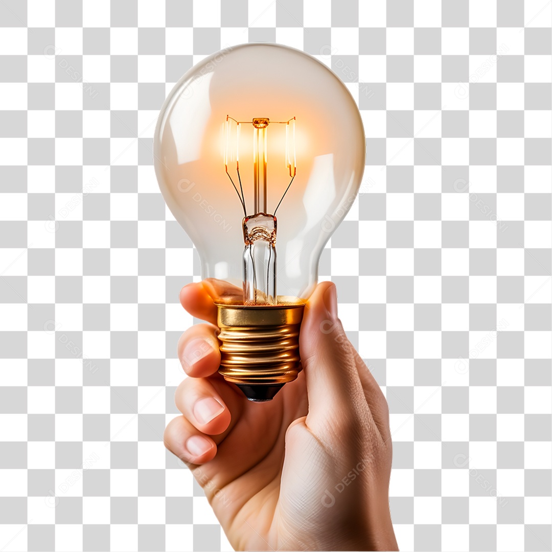 Mão Segurando Lâmpada PNG Transparente