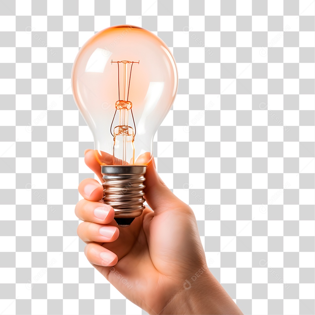 Mão Segurando Lâmpada PNG Transparente