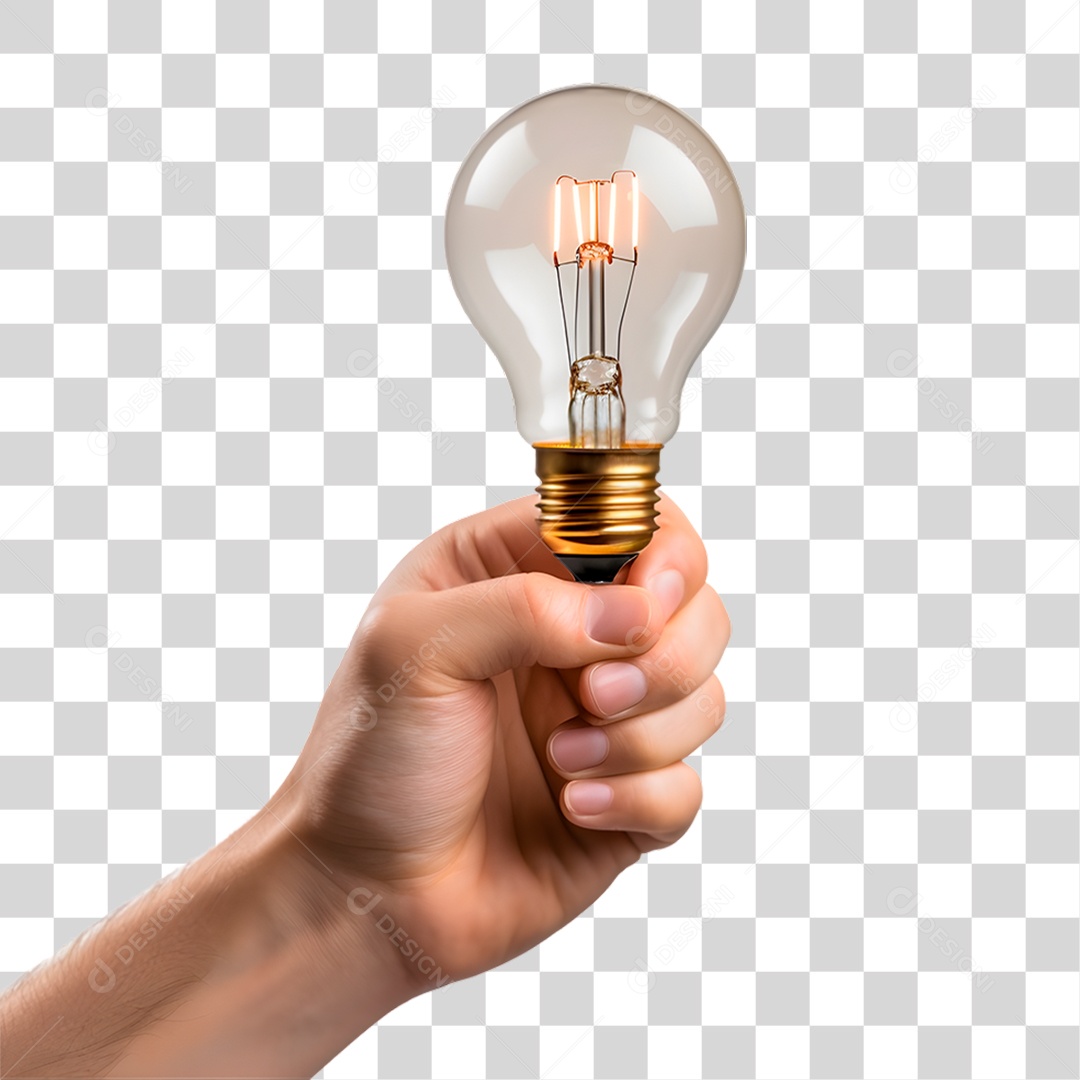 Mão Segurando Lâmpada PNG Transparente