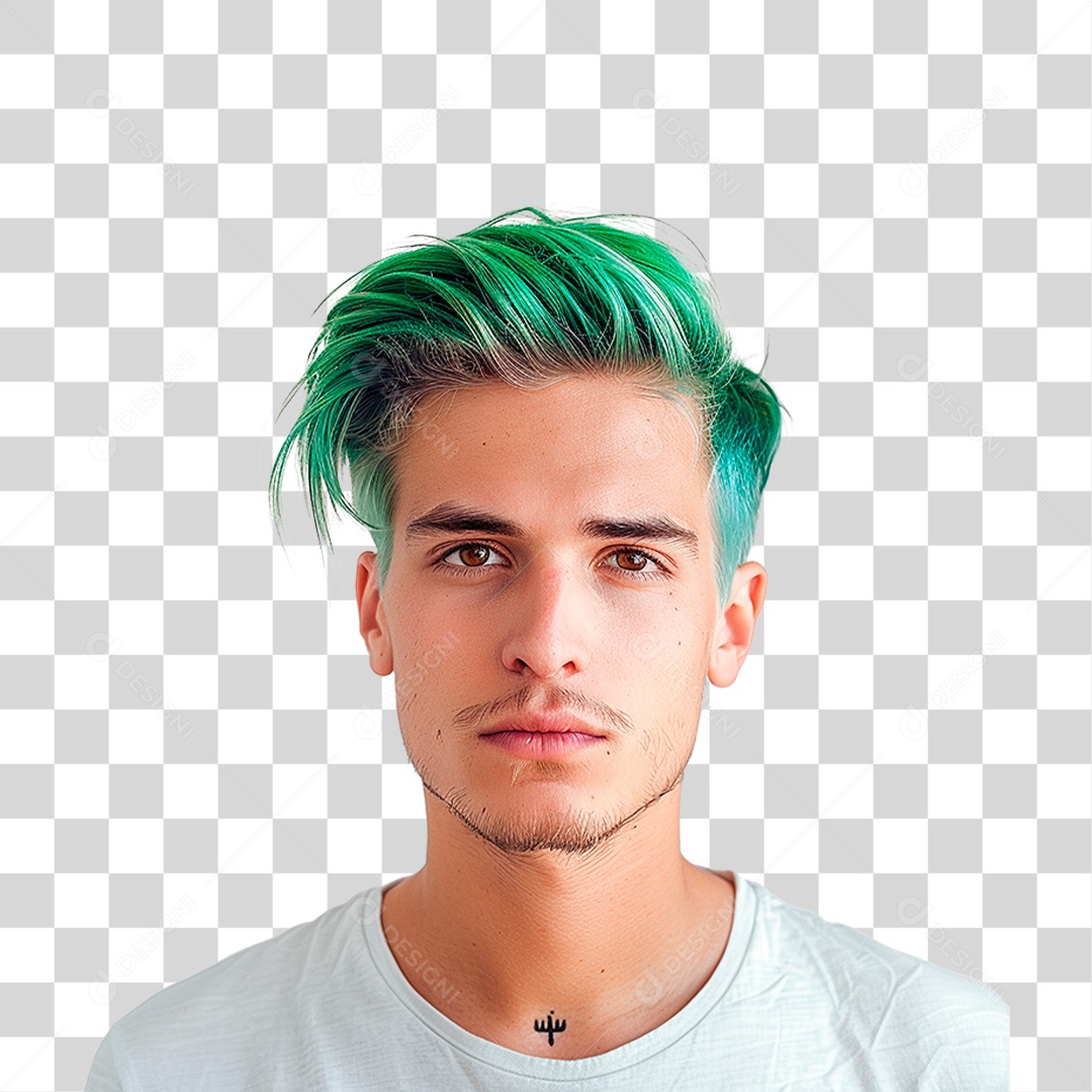 Homem de Cabelo Verde PNG Transparente