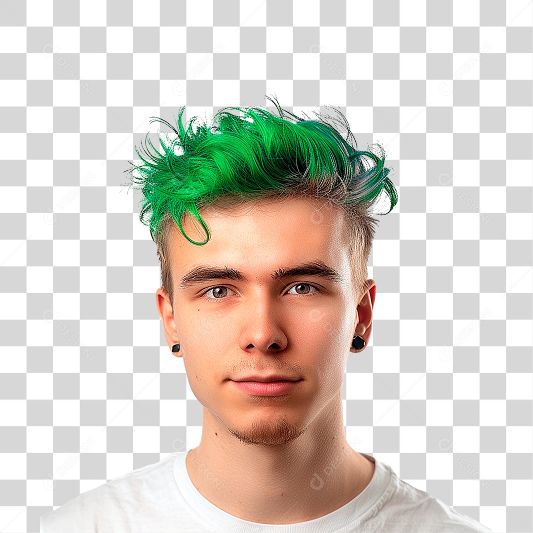 Homem de Cabelo Verde PNG Transparente