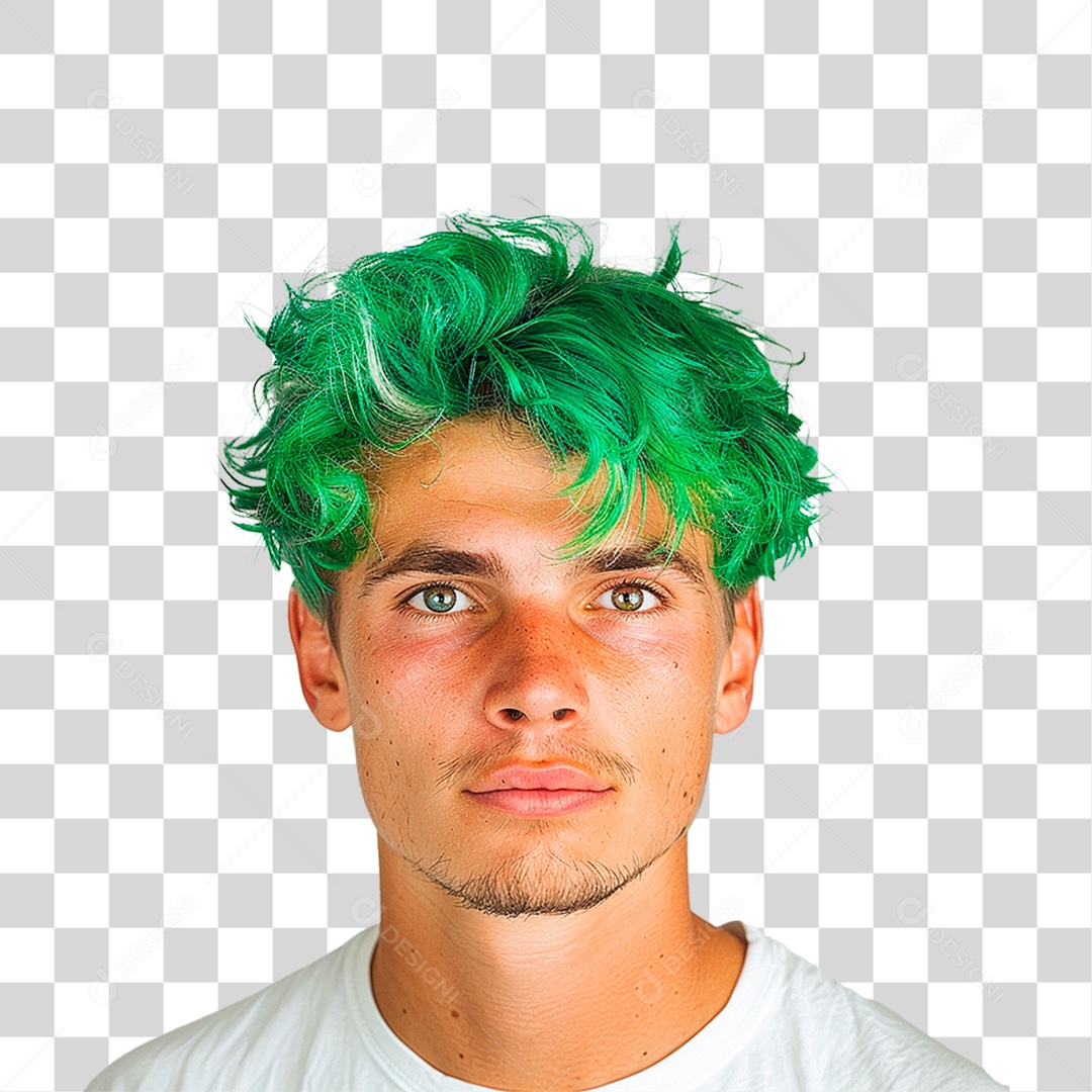 Homem de Cabelo Verde PNG Transparente