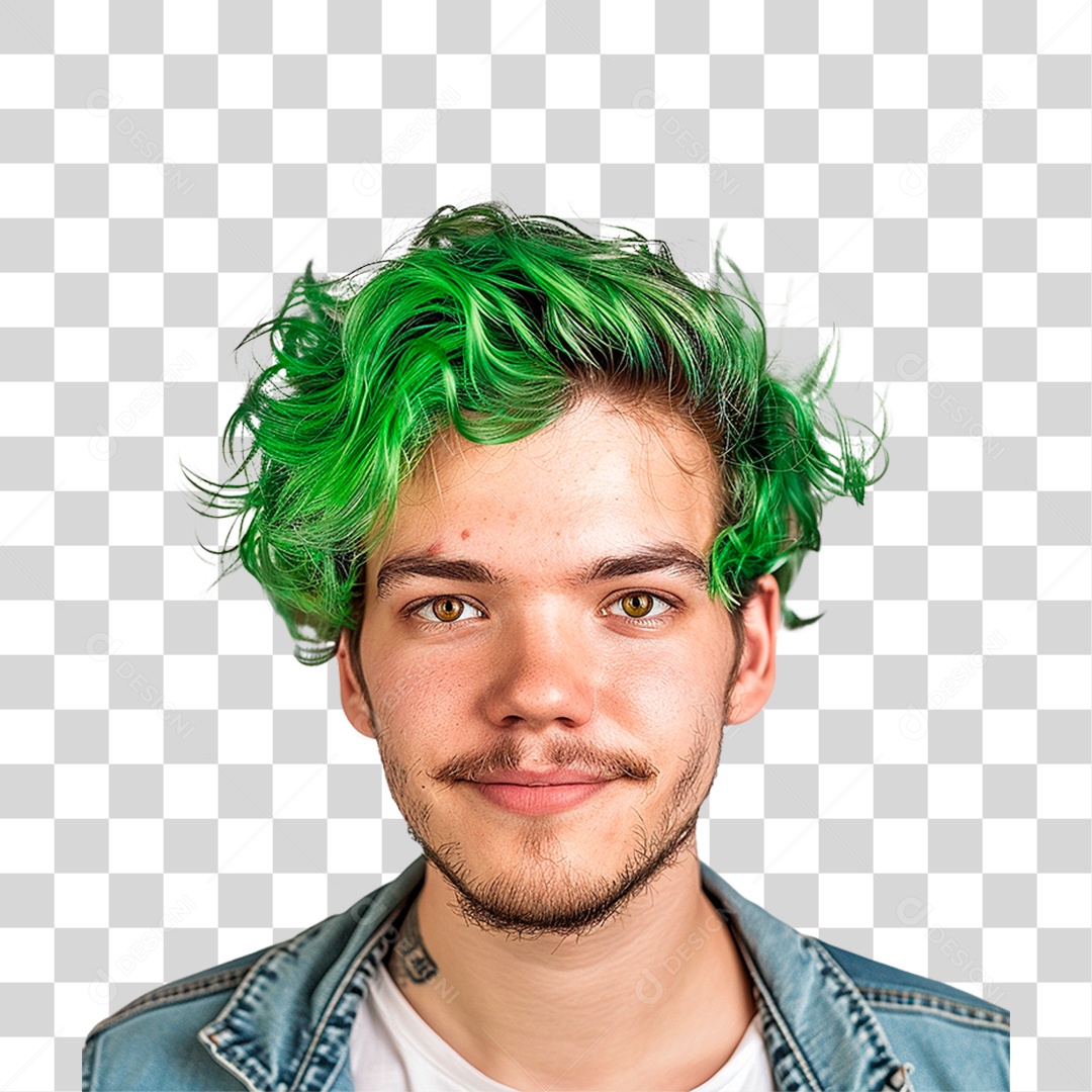 Homem de Cabelo Verde PNG Transparente