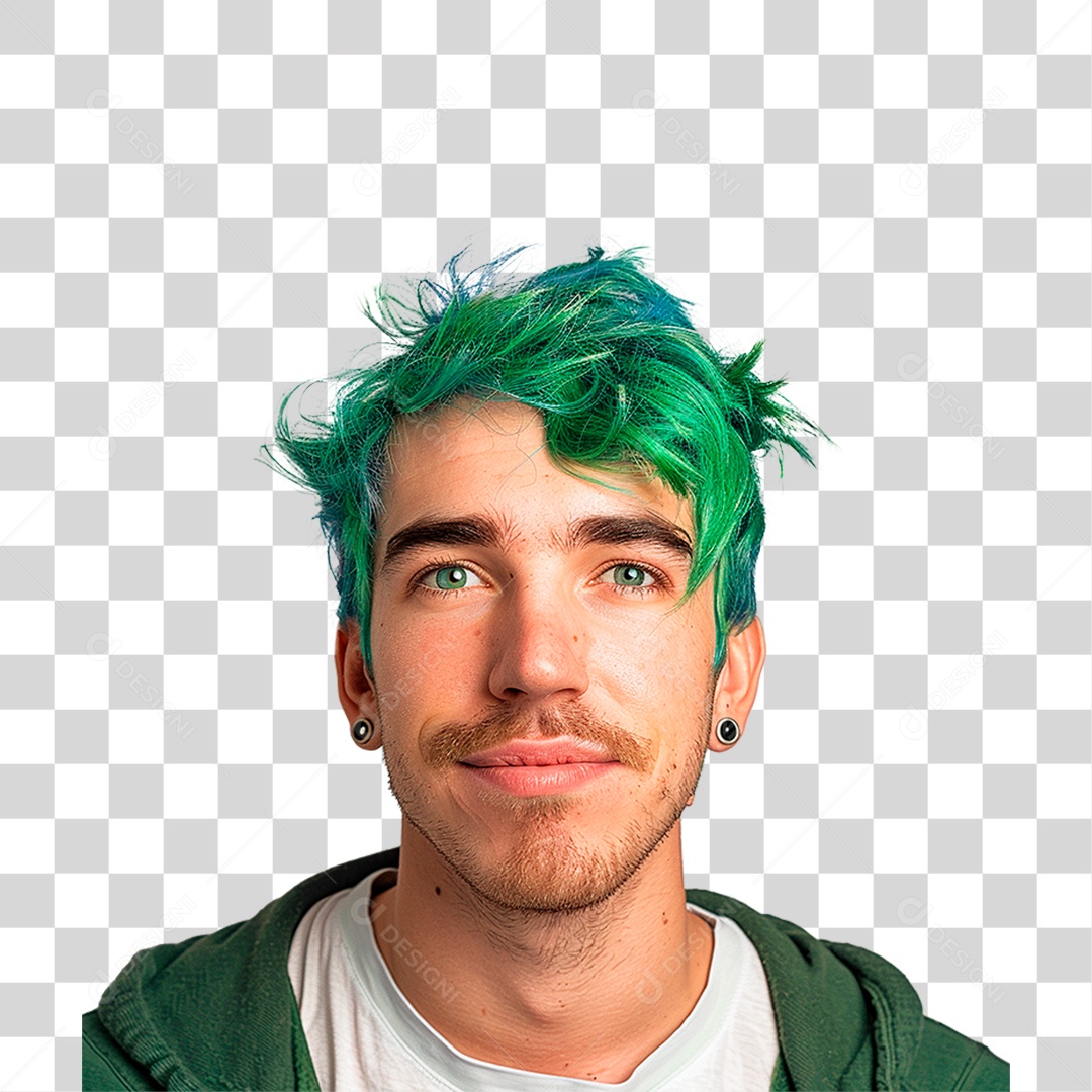 Homem de Cabelo Verde PNG Transparente