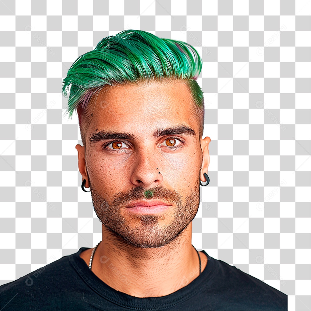 Homem de Cabelo Verde PNG Transparente