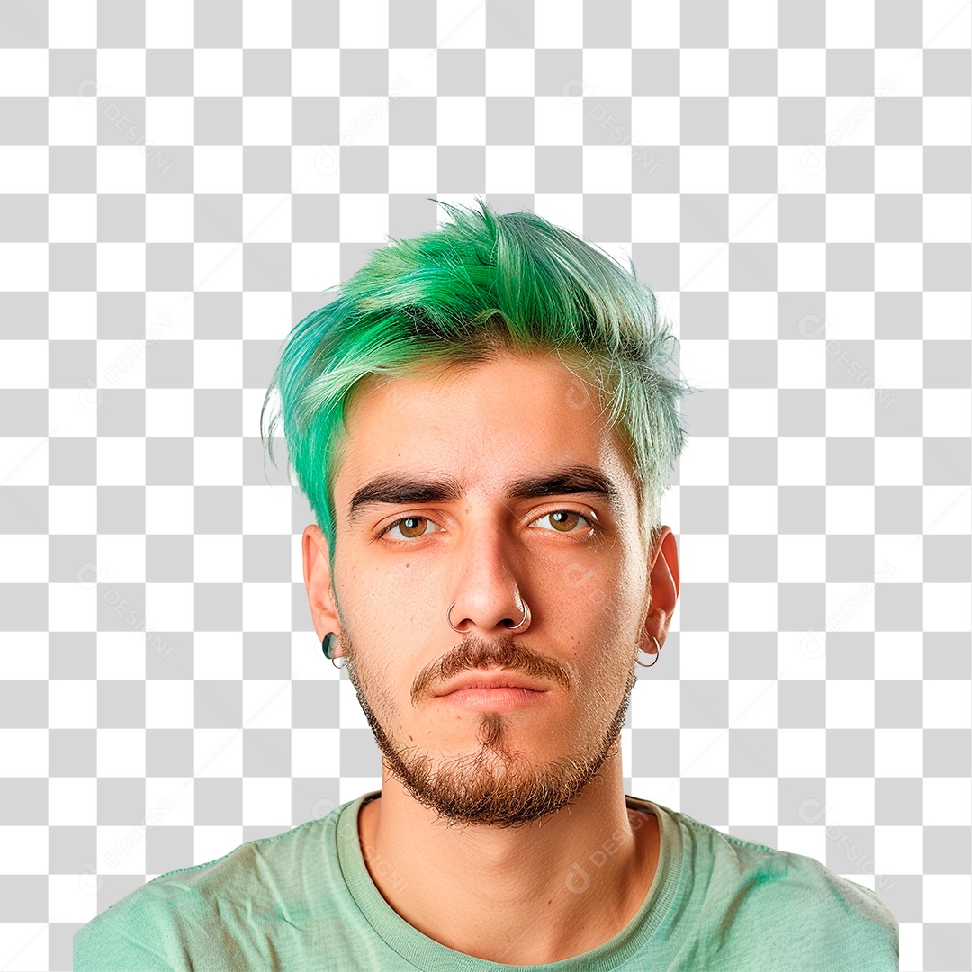 Homem de Cabelo Verde PNG Transparente
