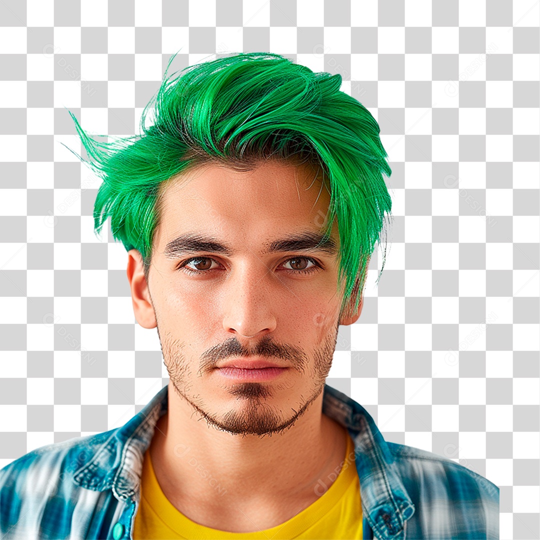 Homem de Cabelo Verde PNG Transparente