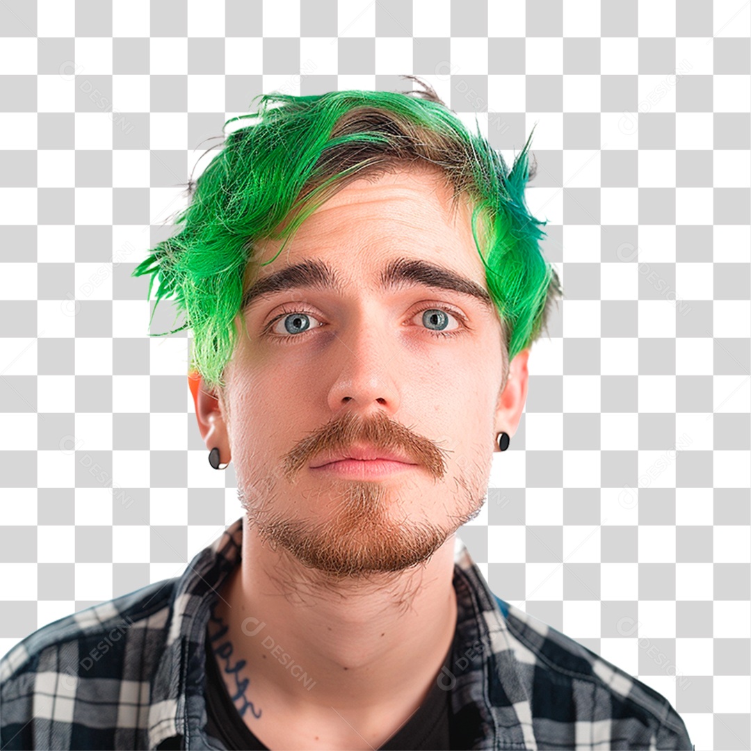 Homem de Cabelo Verde PNG Transparente