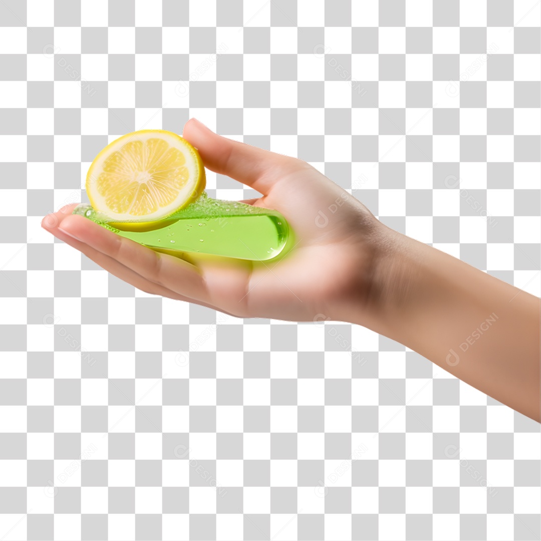 Mão Segurando Limão PNG Transparente